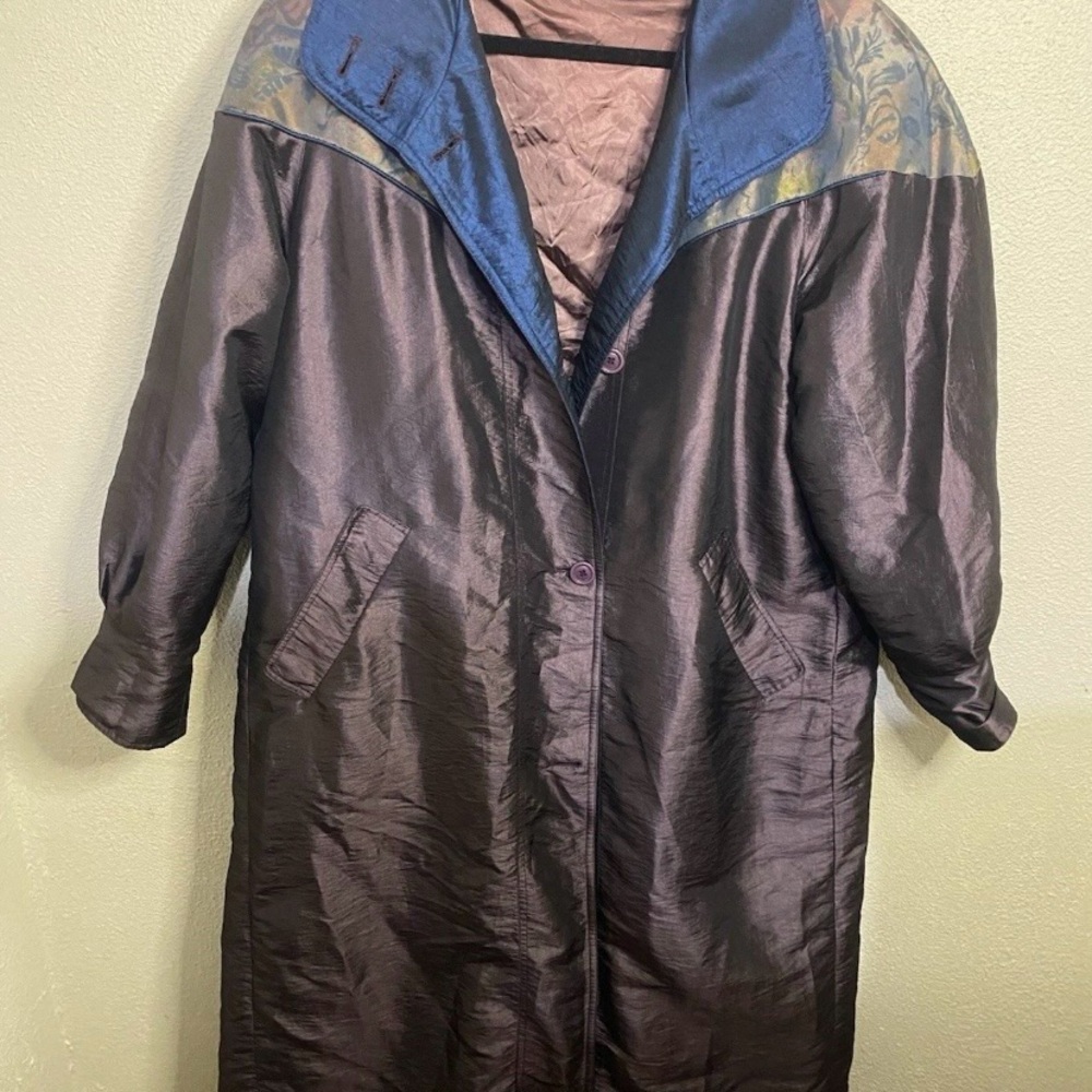 Vintage Cyclone Women’s Coat Size 10 Purple W/ Blue Floral Detachable Lining